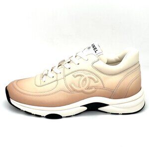 CHANEL 24K Leather Sport Runner Lace Up Sneakers Kicks Shoes Trainers